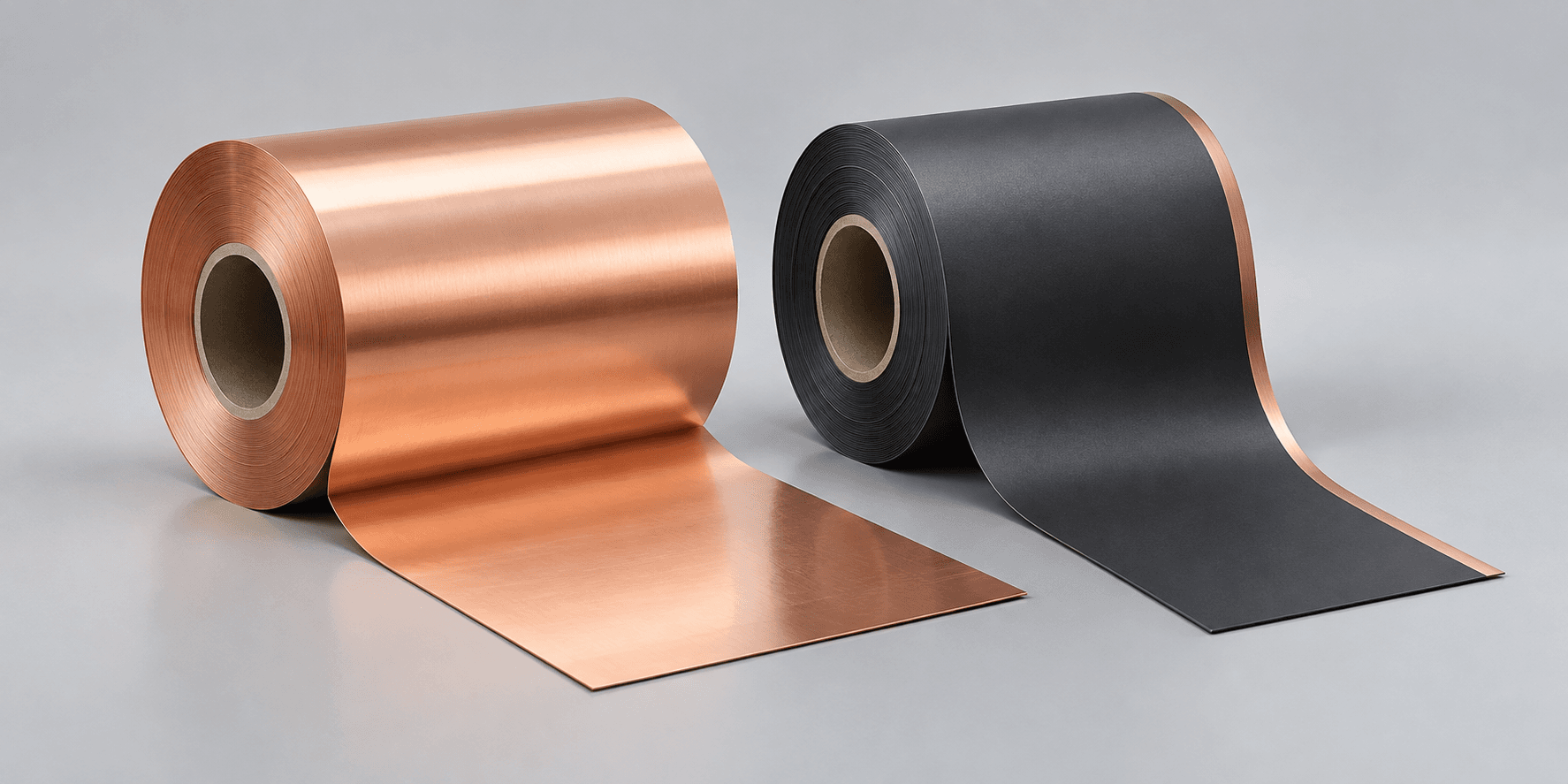 Illustration of copper foil and coated electrode web; process requirements require assessment
