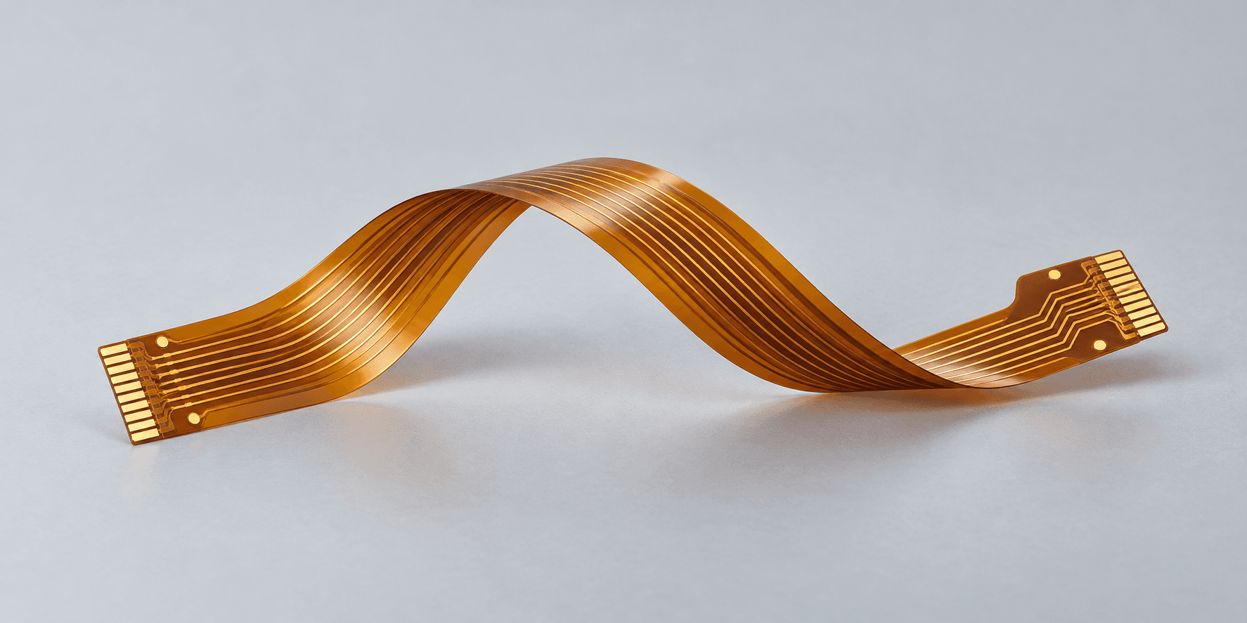 Illustration of an amber flexible printed circuit ribbon