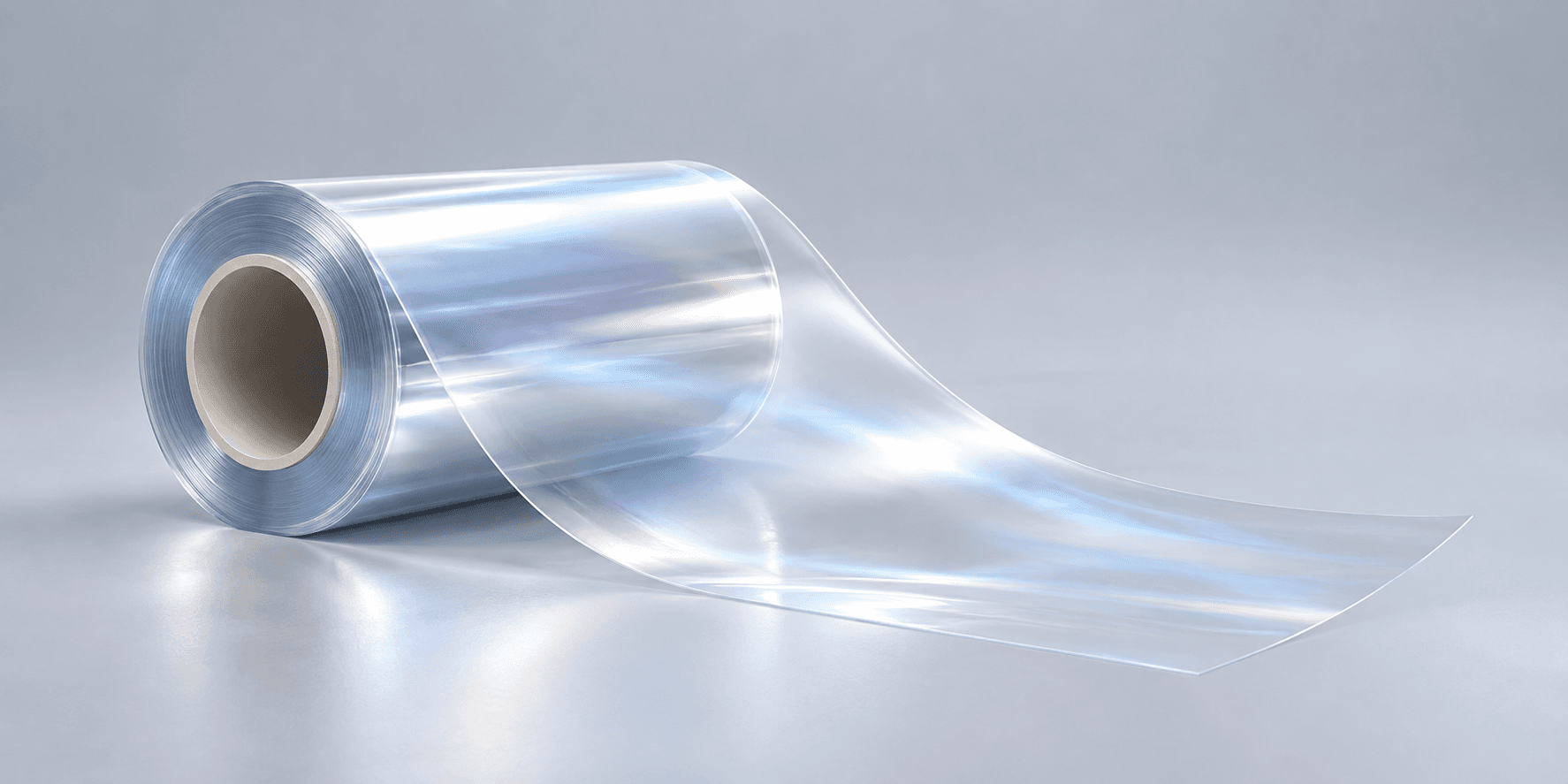 Illustration of transparent optical film on a roll